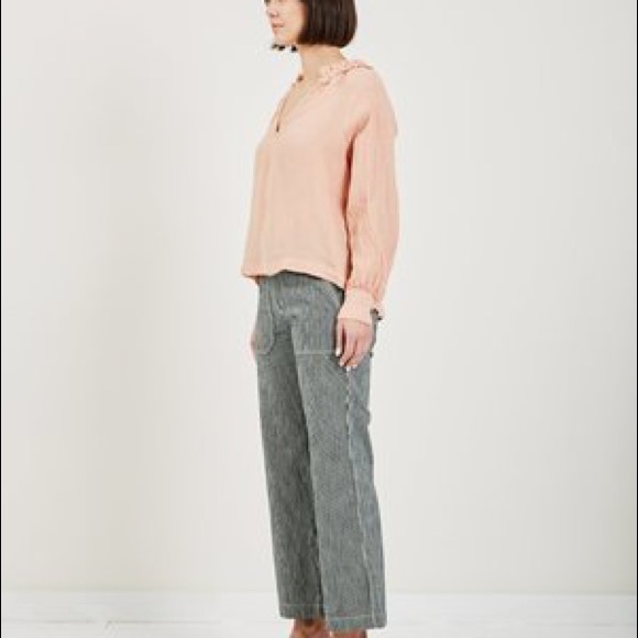 Gorgeous linen Masscob Morant top in peach, large - Picture 9 of 10